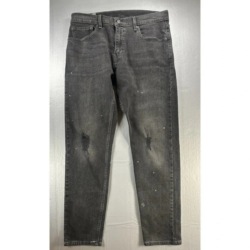 Levis 512 Jeans Mens 33x32‎ Gray Charcoal Slim Tapered Faded Black Stretch Flex